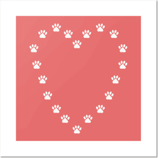 Paw Prints in Heart Shape Posters and Art